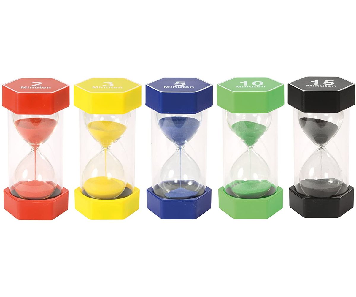 Zandlopers | Hoogte 15 cm | 0,5 1 3 5 10 minuten | set à 5 stuks
