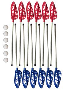 Lacrosse Set (12 sticks  +  6 ballen) Rood / Blauw