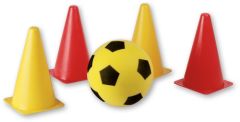 Foamvoetbal Set incl. 4 pionnen